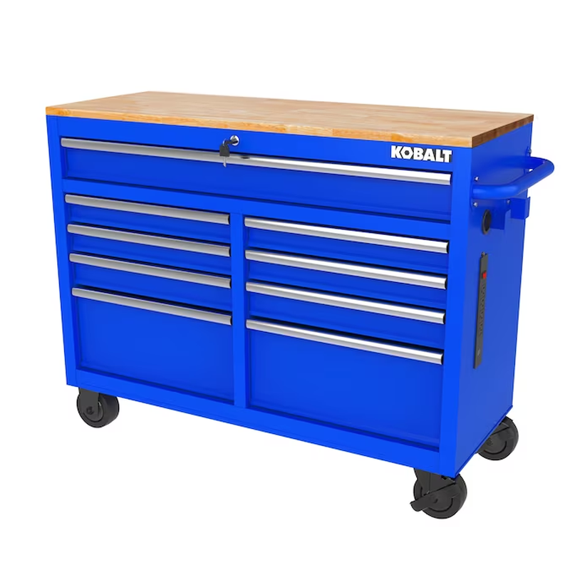 Kobalt 46.1 Wide 9 Drawer Black & Blue Wood Work Bench 